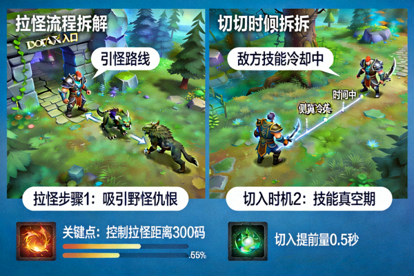 DOTA2 拉怪与切入时机拆解教学画面